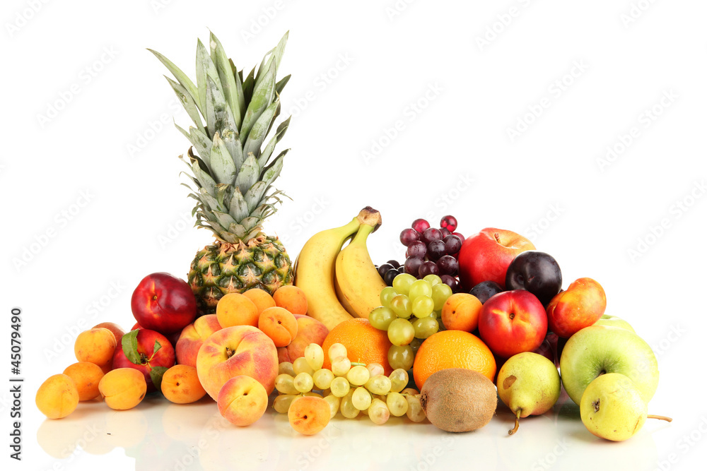 Still life of fruit isolated on white