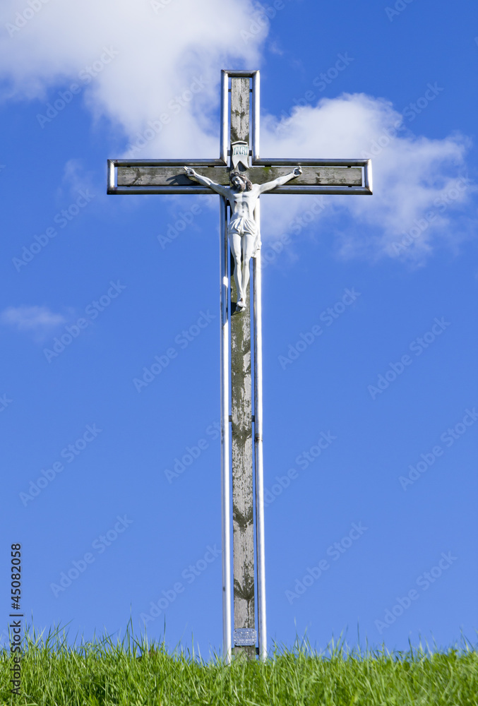 Catholic cross against the sky