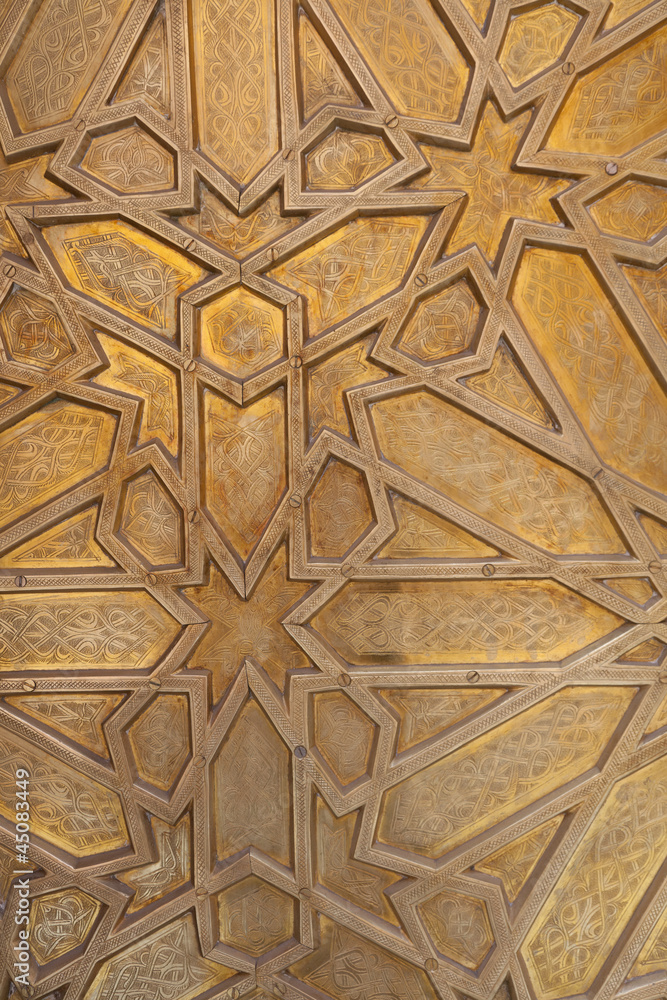 Brass decoration on a Moroccan door