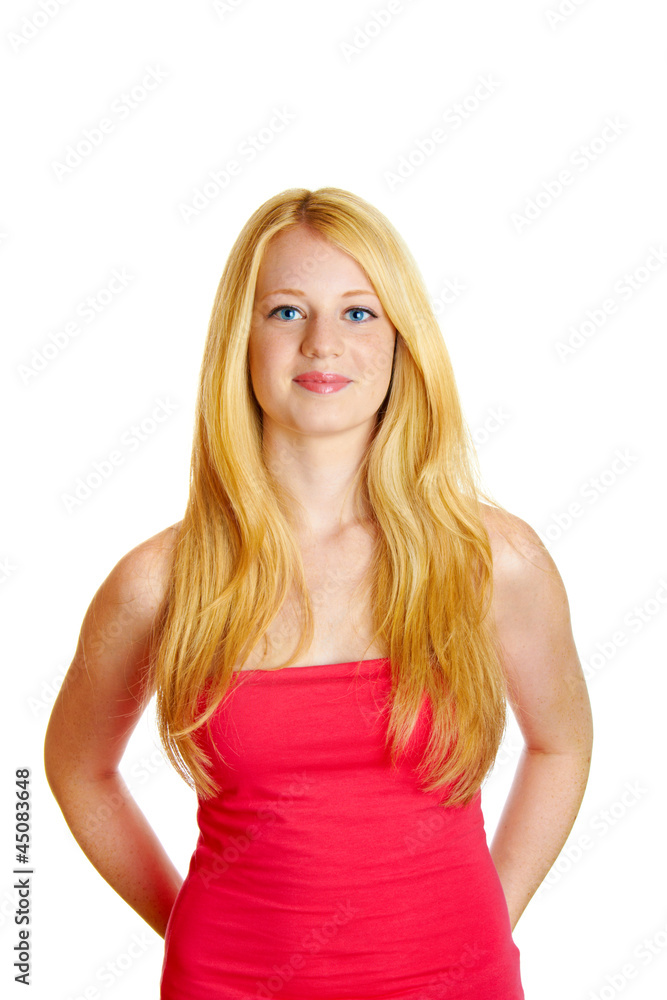 pretty smiling girl against isolated on white background pretty smiling girl against isolated on white background