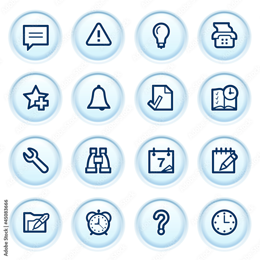 Organizer web icons on blue buttons. Organizer web icons on blue buttons.