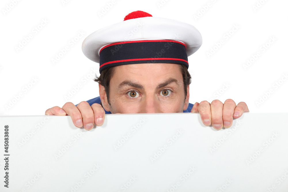 Man in a silly sailor's hat Man in a silly sailor's hat