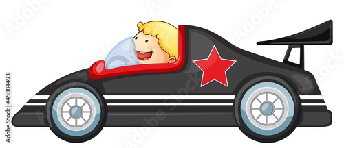 Boy and a racing car