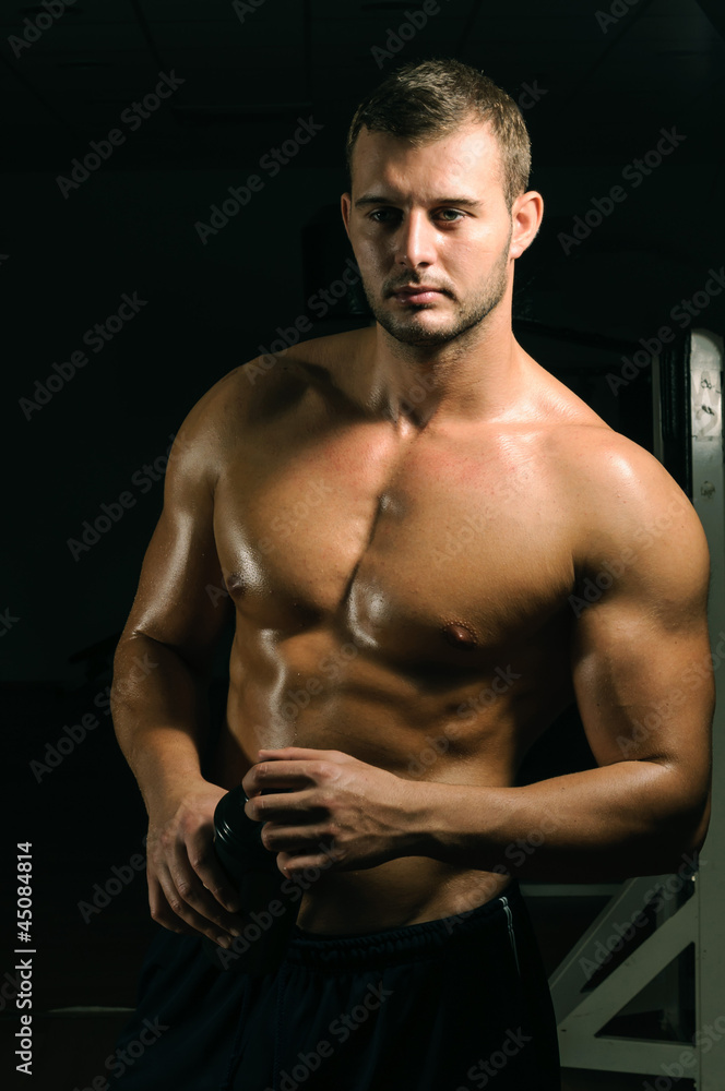 Fototapeta premium Gym portrait with bottle