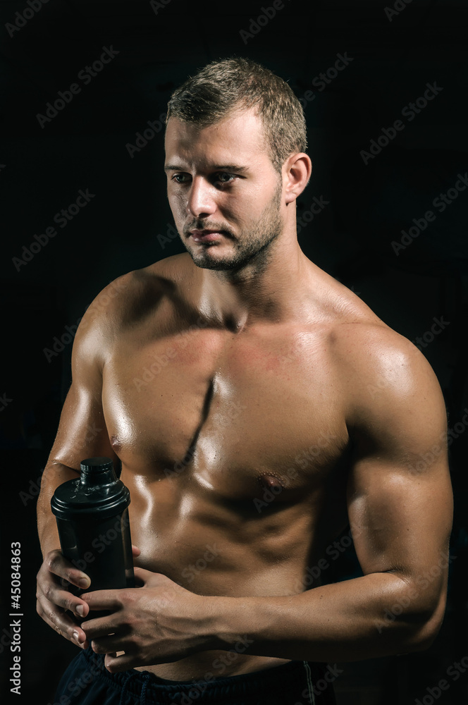 Gym portrait with bottle Gym portrait with bottle