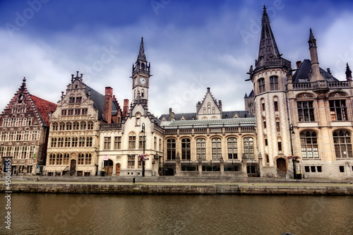  view of historical district of city of Ghent, Belgium
