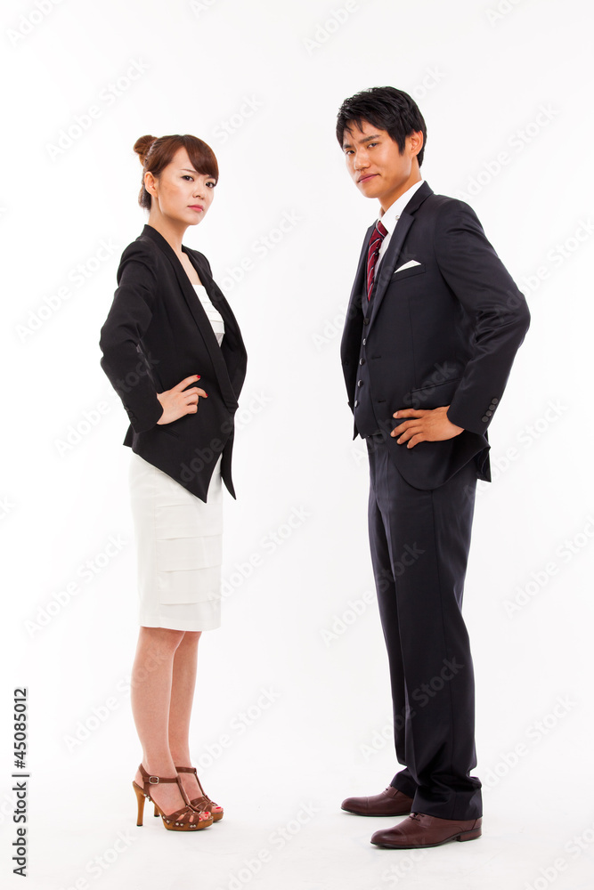 Fight business couple isolated on white background. Fight business couple isolated on white background.