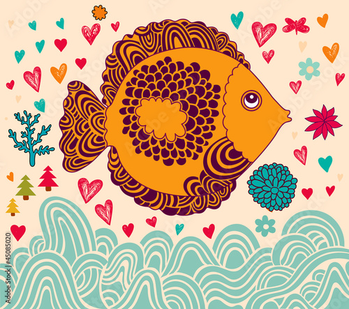 Vector illustration with fish