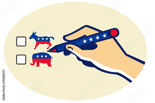 Hand Holding Pen Voting American Election