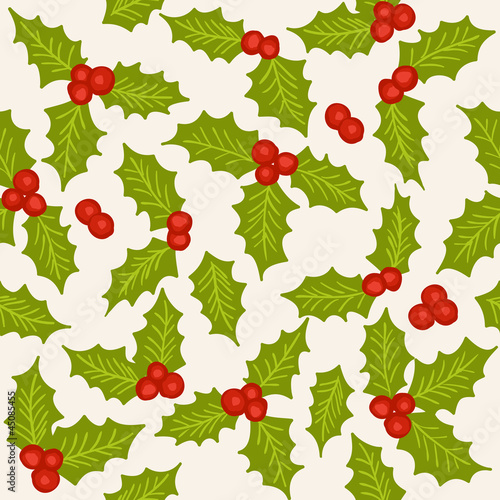 Holly seamless pattern