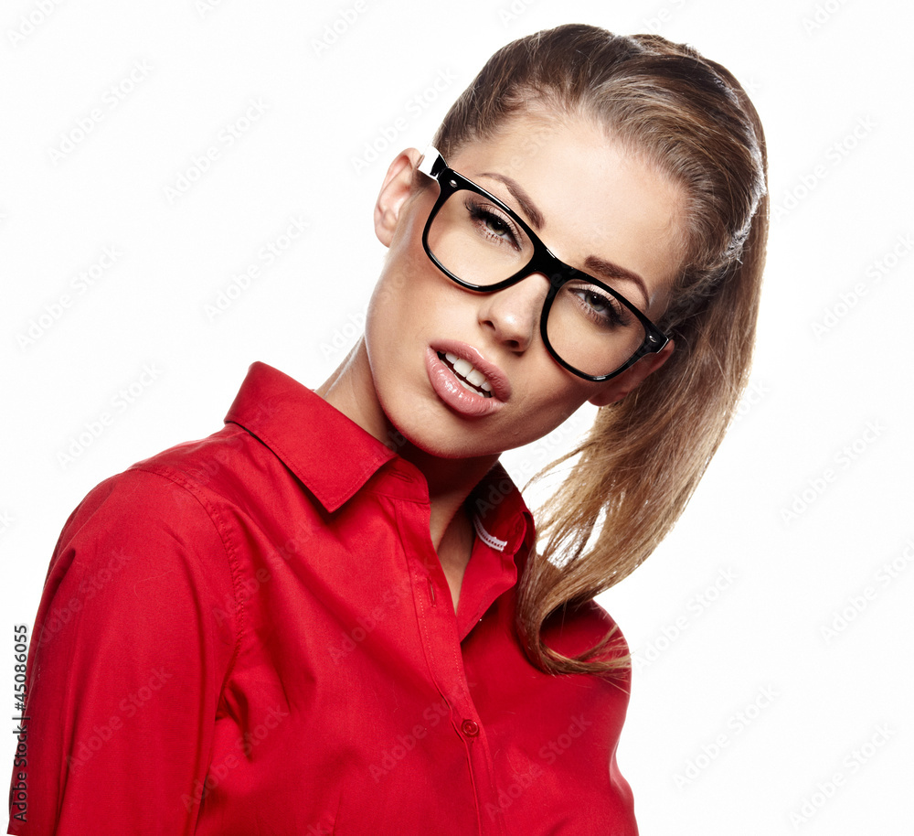 Cute young business woman with glasses Cute young business woman with glasses