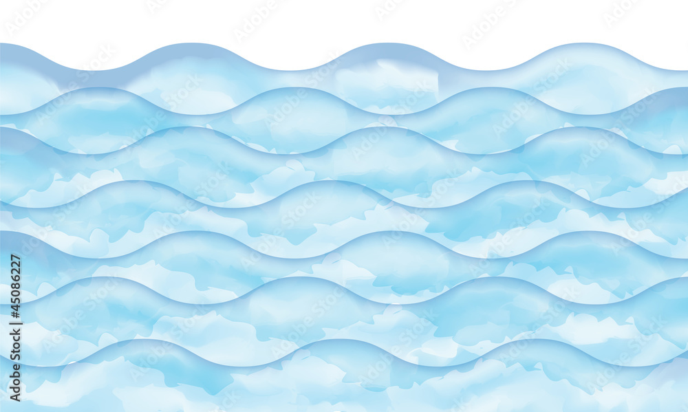 watercolor blue wave
