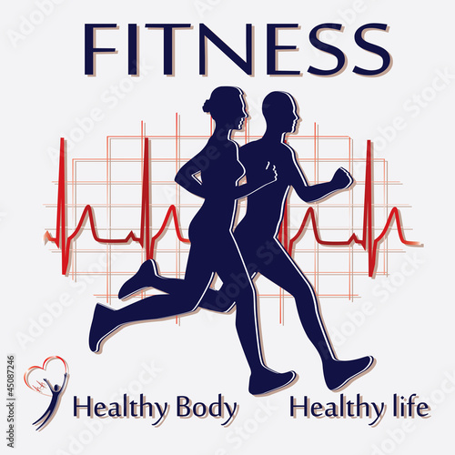 Fitness couple icon vector