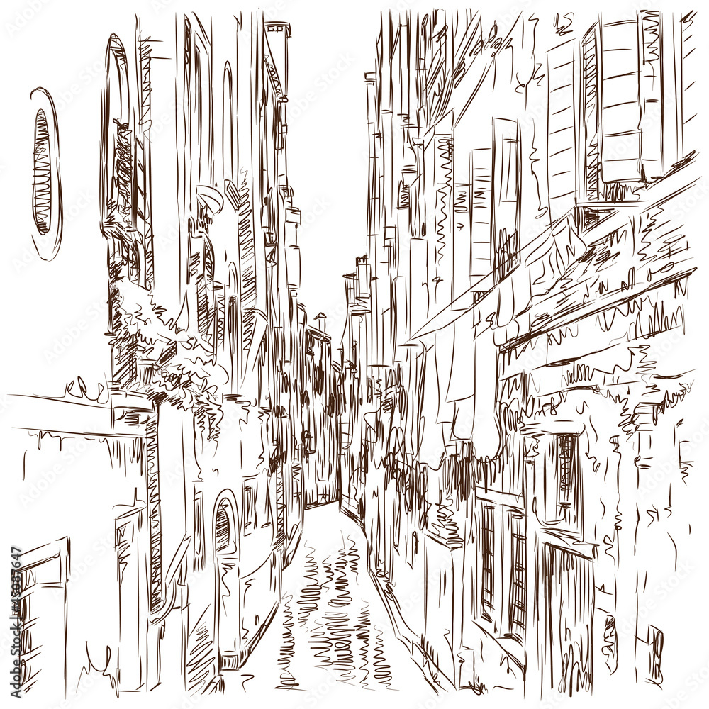 Venice - Calle Frutarol. Vector sketch