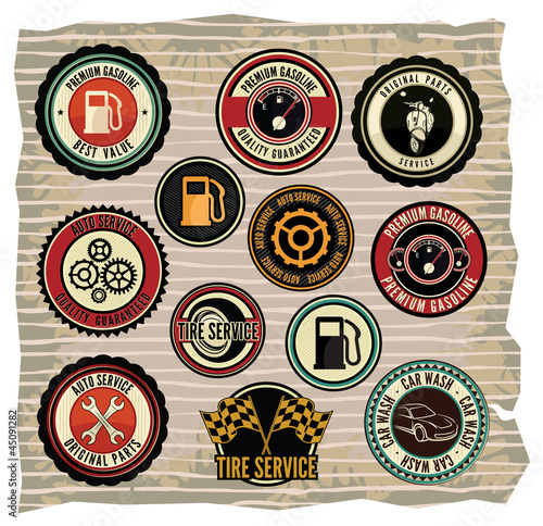 Collection of vintage retro grunge car labels