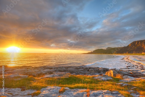 Sunset on the coast of Andoya in Norway