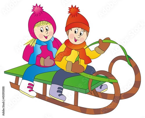 children on sled