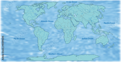 Weltkarte mit Ozeanen