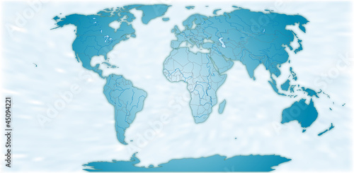 Weltkarte mit Wasserdarstellung