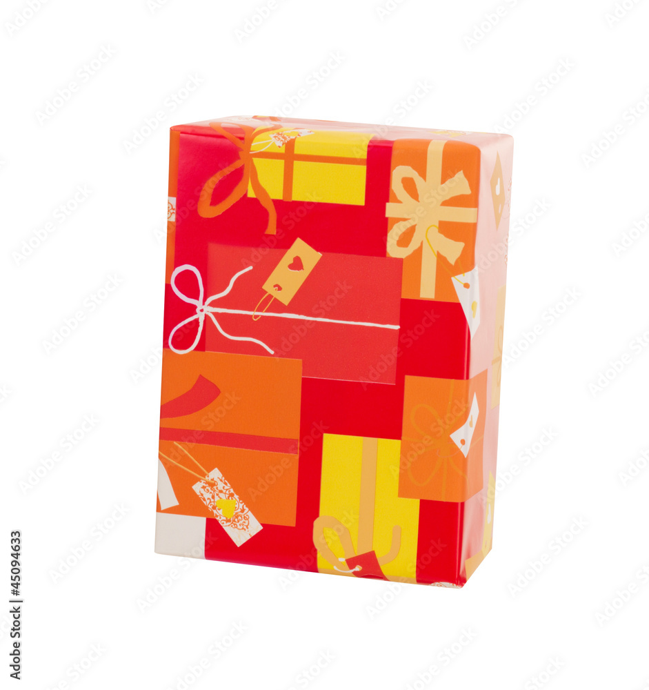 A colorful gift isolated on white background A colorful gift isolated on white background