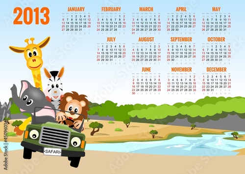 Calendar 2013 with animals