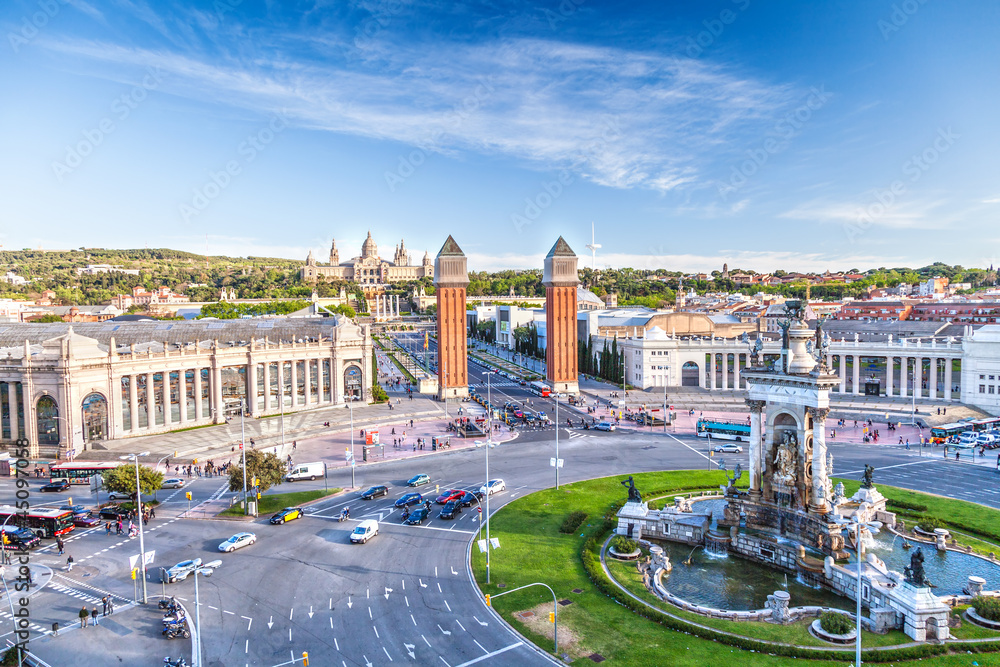 view of the center of Barcelona. Spain - obrazy, fototapety, plakaty 