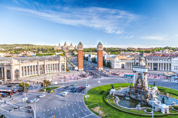 Wandcirkels Barcelona Uitzicht over centrum van Barcelona  © Vitalez