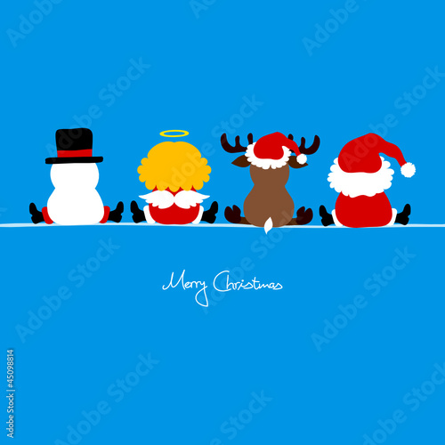 Santa, Angel, Reindeer & Snowman Iceblue