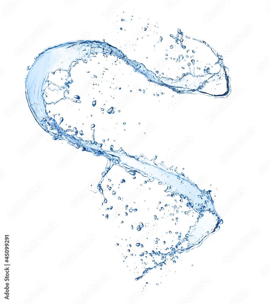 Water splash isolated on white background