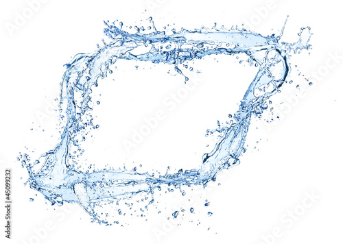 Water splashes in rectangle shape, isolated on white background