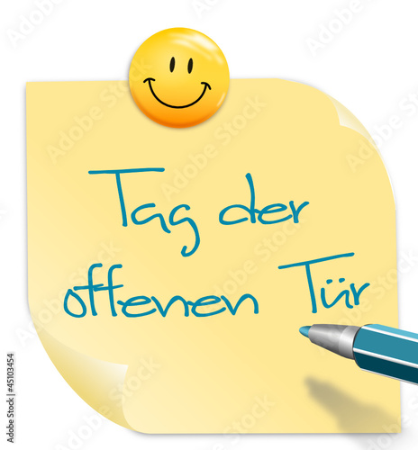 Zettel Smiley Tag der offenen Tür
