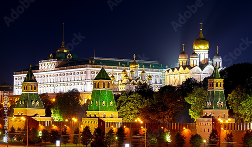 View of Grand Kremlin Palace and cathedrals in Moscow Kremlin