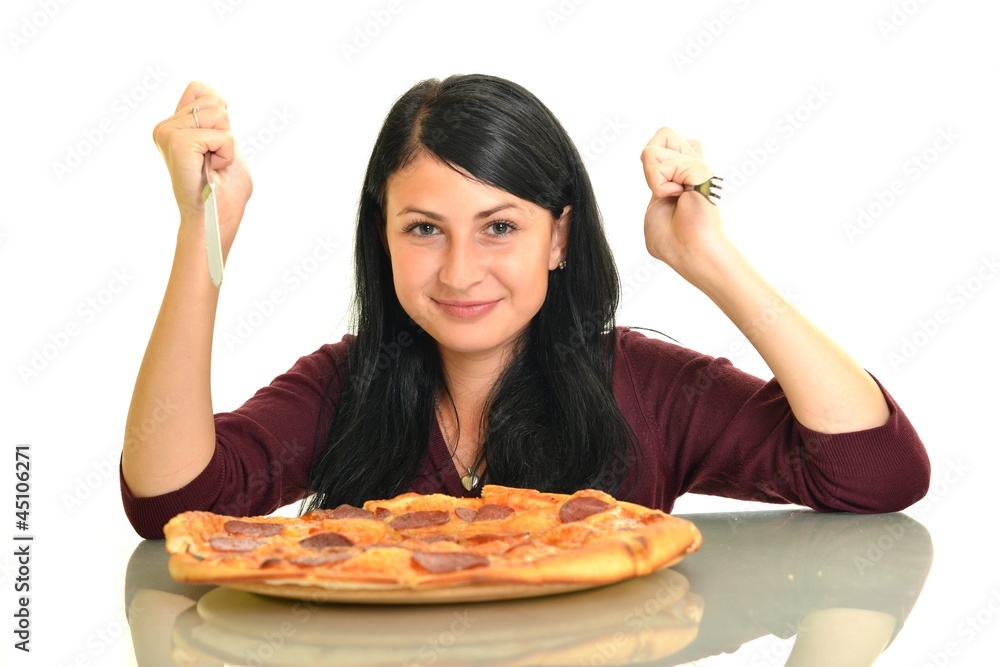sexy girl eating pizza