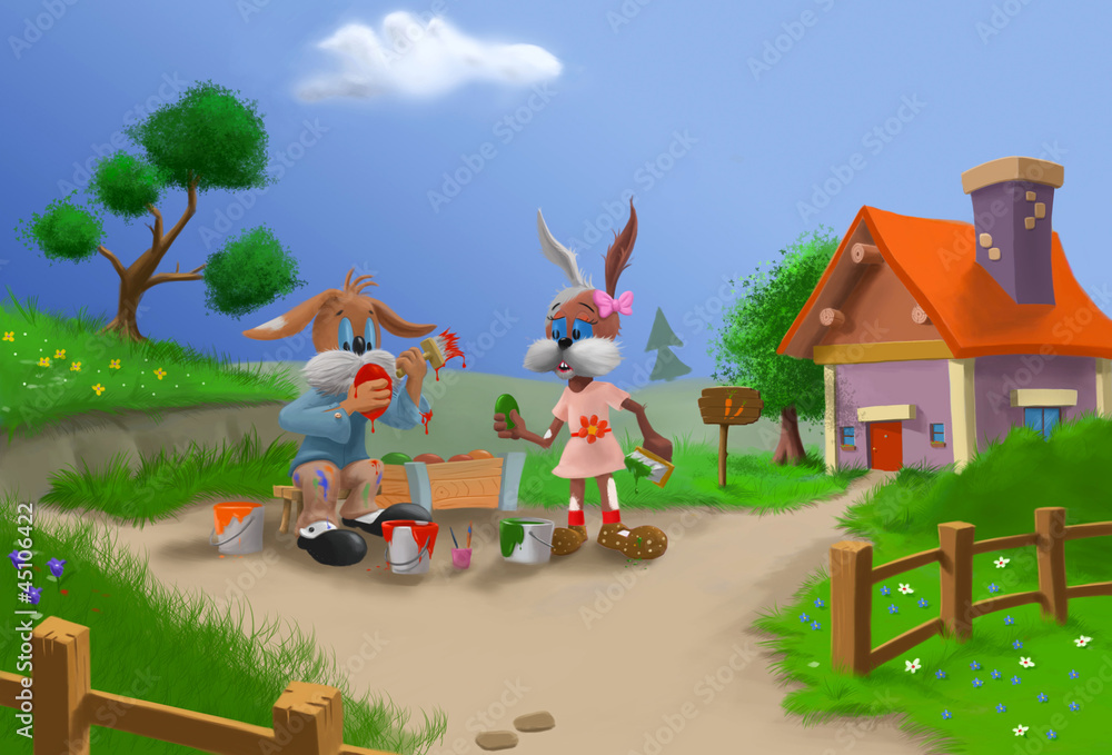 Naklejka premium The rabbit artist