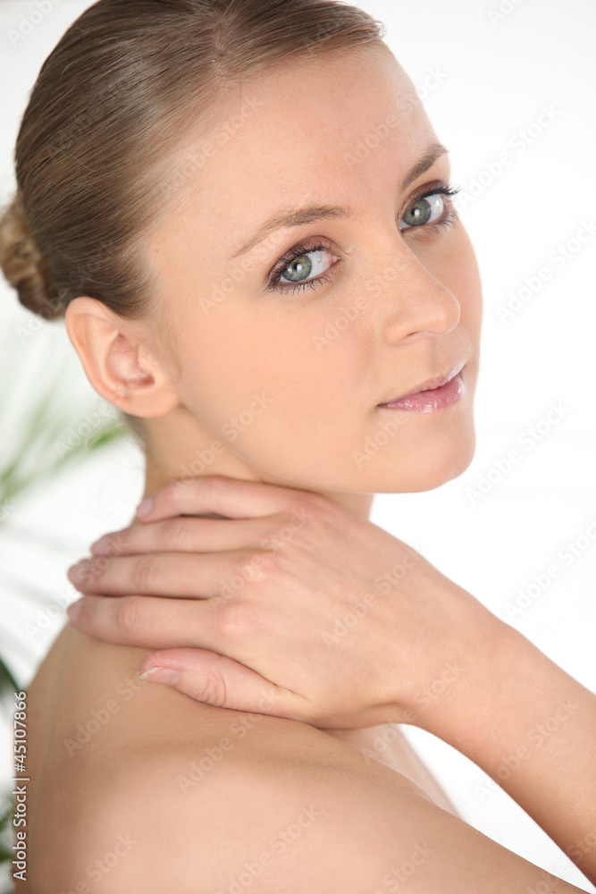 a naked woman in a bathroom