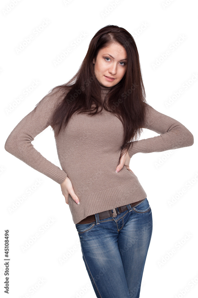 Fototapeta premium Portrait of fashion woman on white background