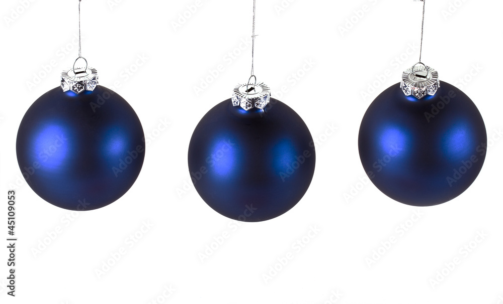 Blue christmas balls on white Blue christmas balls on white