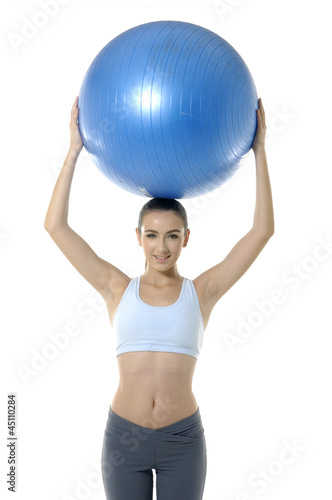 young girl with fit ball