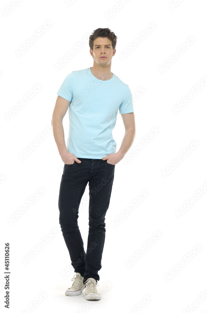 young casual man full body with hands in pockets young casual man full body with hands in pockets