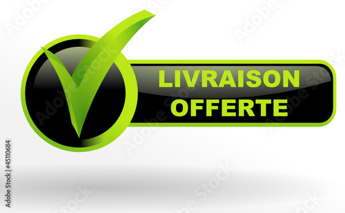 livraison offerte sur bouton validé vert et noir