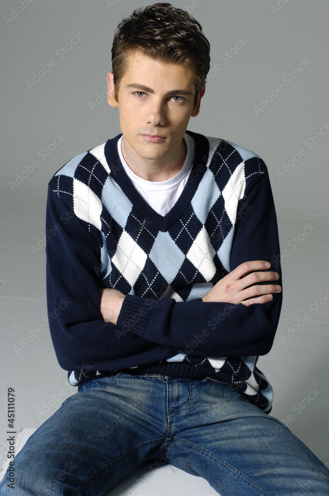 Close up casual young man portrait, Close up casual young man portrait,