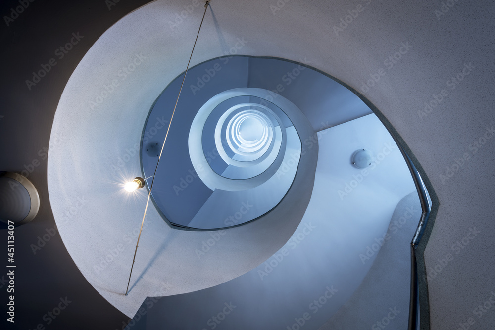 Modern spiral staircase, view from down
