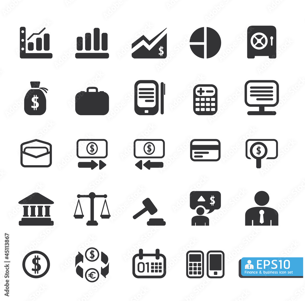 Finance and business vector icon set Finance and business vector icon set