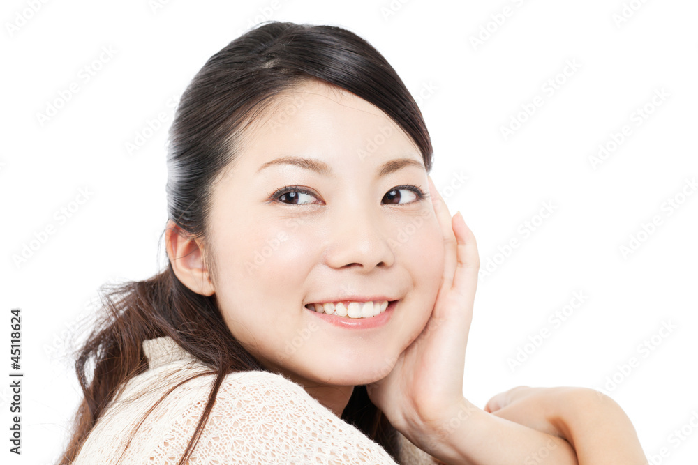 Beautiful young woman on white background. Portrait of asian. Beautiful young woman on white background. Portrait of asian.