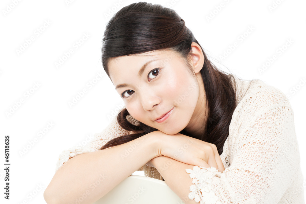 Beautiful young woman on white background. Portrait of asian. Beautiful young woman on white background. Portrait of asian.