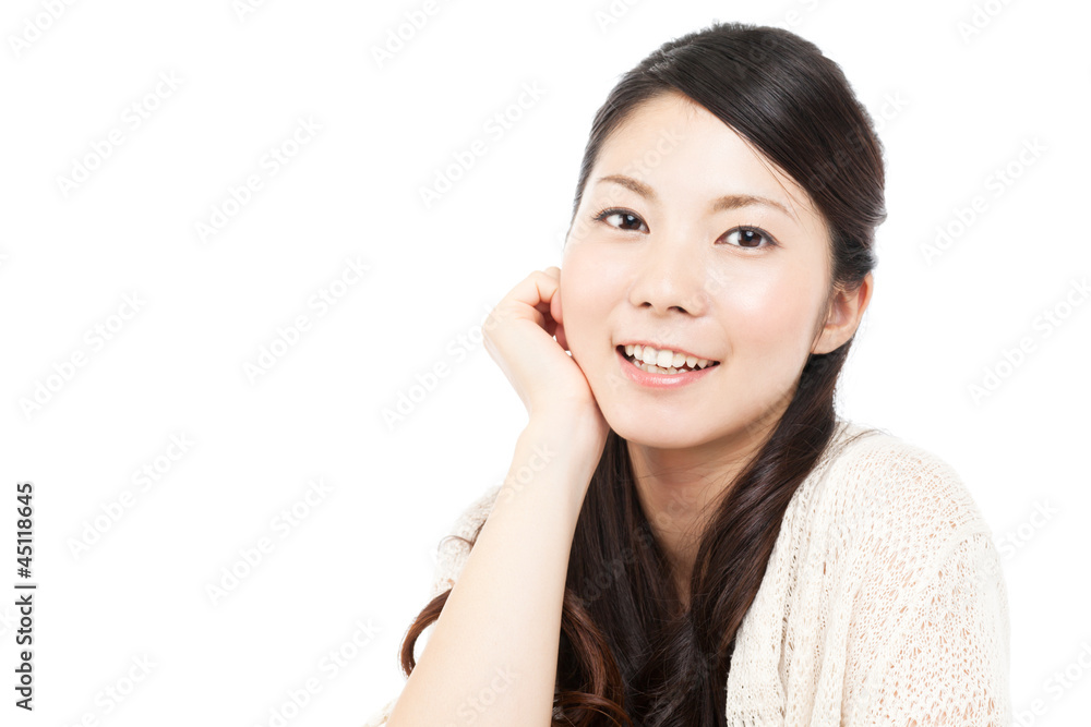Beautiful young woman on white background. Portrait of asian. Beautiful young woman on white background. Portrait of asian.