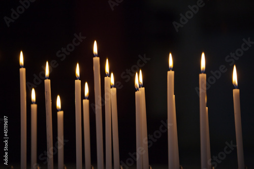 Closeup of votive candles