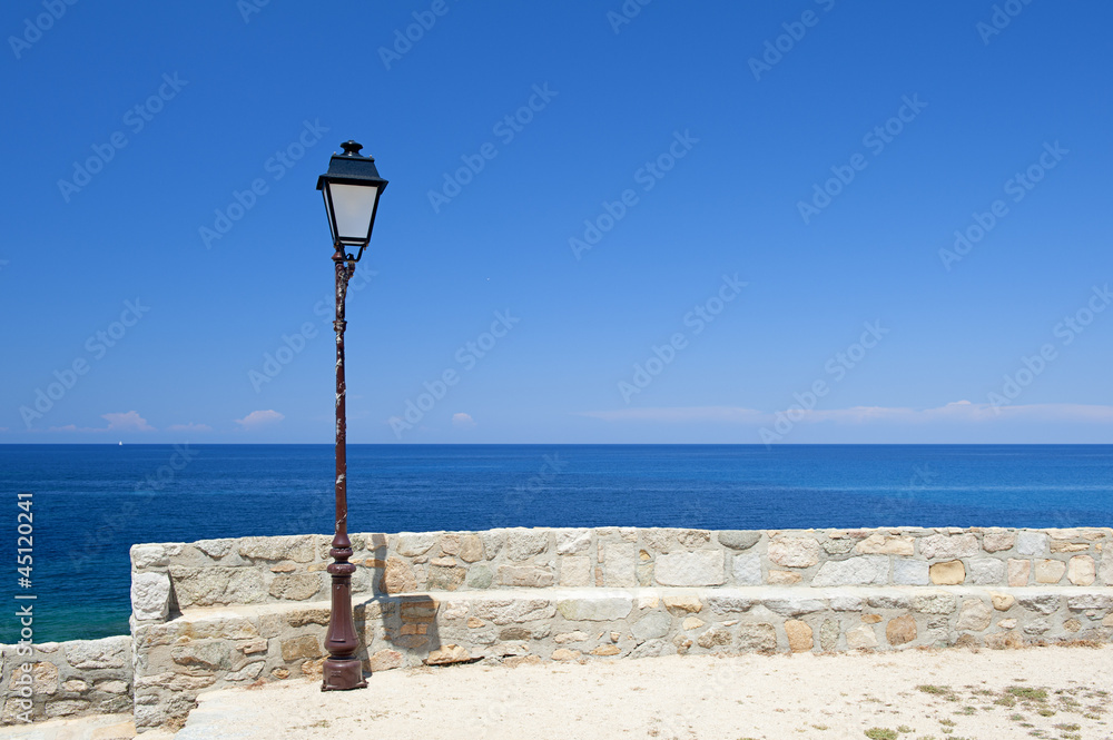 Street light by the Mediterranean Sea