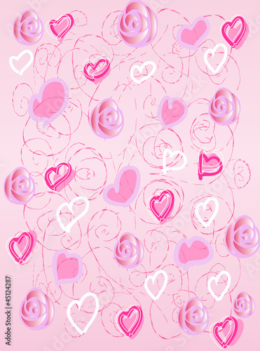 The pink background with hearts and roses