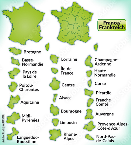 Frankreich mit Regionen